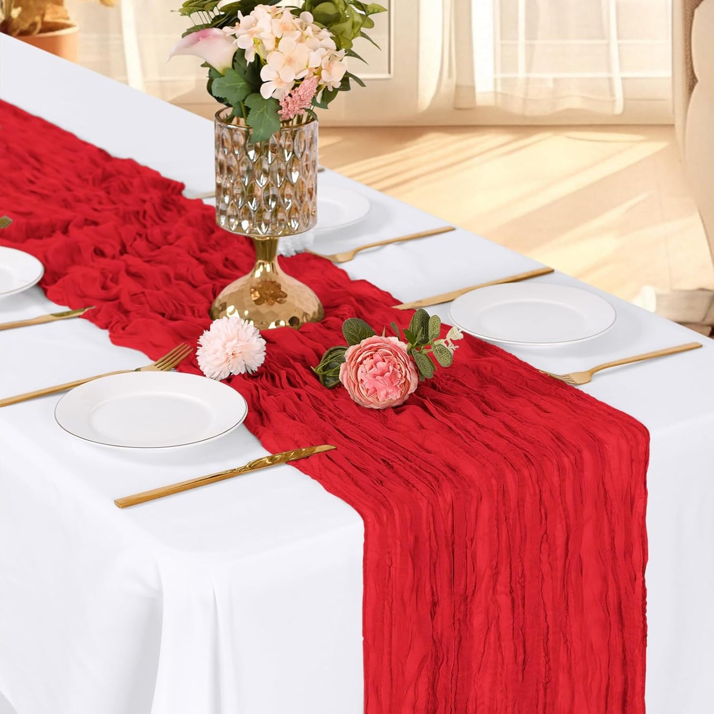 3 Pack Lemon Yellow Cheesecloth Table Runner, 17 x 108 Inch, Gauze Cheese Cloth Table Runner Rustic Sheer Runner for Wedding Birthday Party Baby Shower Table Decor(Lemon Yellow)