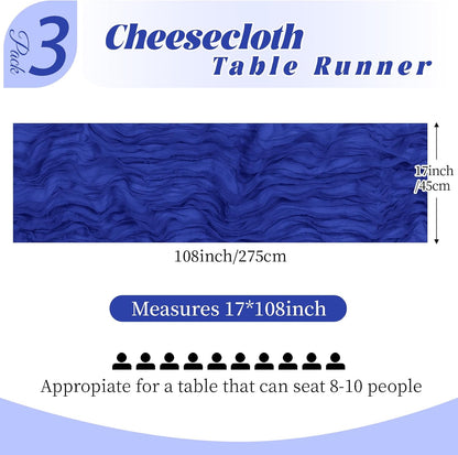 3 Pack Lemon Yellow Cheesecloth Table Runner, 17 x 108 Inch, Gauze Cheese Cloth Table Runner Rustic Sheer Runner for Wedding Birthday Party Baby Shower Table Decor(Lemon Yellow)