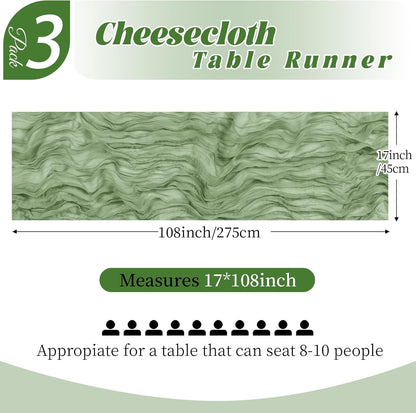 3 Pack Lemon Yellow Cheesecloth Table Runner, 17 x 108 Inch, Gauze Cheese Cloth Table Runner Rustic Sheer Runner for Wedding Birthday Party Baby Shower Table Decor(Lemon Yellow)