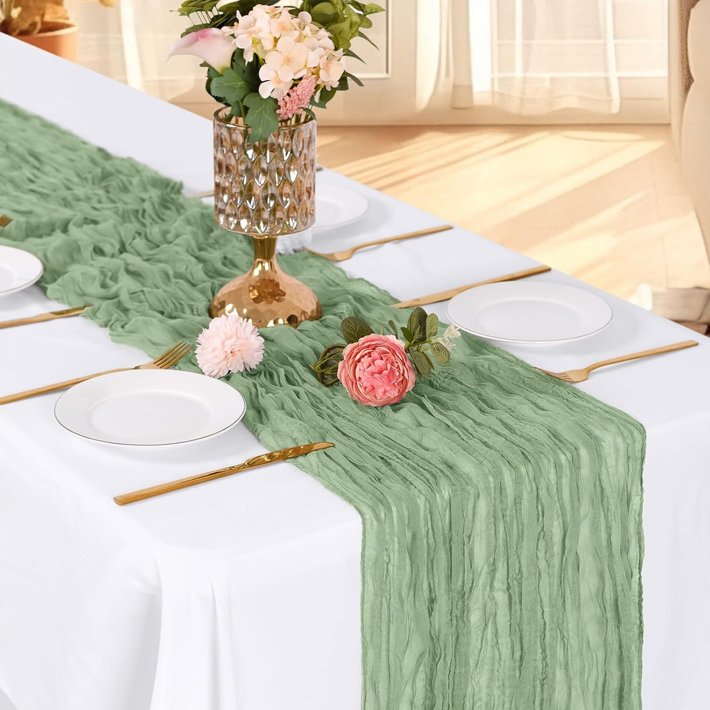 3 Pack Lemon Yellow Cheesecloth Table Runner, 17 x 108 Inch, Gauze Cheese Cloth Table Runner Rustic Sheer Runner for Wedding Birthday Party Baby Shower Table Decor(Lemon Yellow)