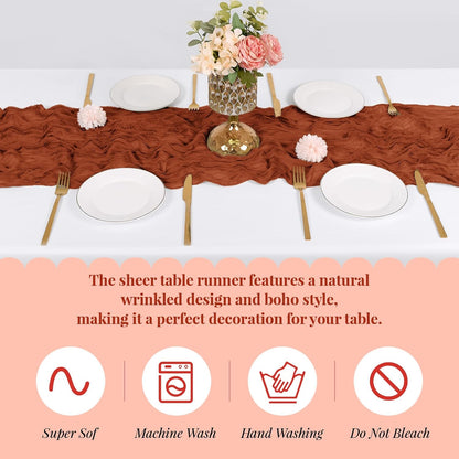 3 Pack Lemon Yellow Cheesecloth Table Runner, 17 x 108 Inch, Gauze Cheese Cloth Table Runner Rustic Sheer Runner for Wedding Birthday Party Baby Shower Table Decor(Lemon Yellow)