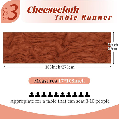 3 Pack Lemon Yellow Cheesecloth Table Runner, 17 x 108 Inch, Gauze Cheese Cloth Table Runner Rustic Sheer Runner for Wedding Birthday Party Baby Shower Table Decor(Lemon Yellow)