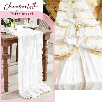 3 Pack Lemon Yellow Cheesecloth Table Runner, 17 x 108 Inch, Gauze Cheese Cloth Table Runner Rustic Sheer Runner for Wedding Birthday Party Baby Shower Table Decor(Lemon Yellow)