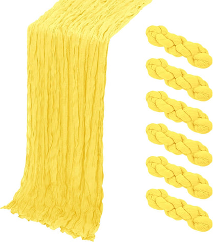 3 Pack Lemon Yellow Cheesecloth Table Runner, 17 x 108 Inch, Gauze Cheese Cloth Table Runner Rustic Sheer Runner for Wedding Birthday Party Baby Shower Table Decor(Lemon Yellow)