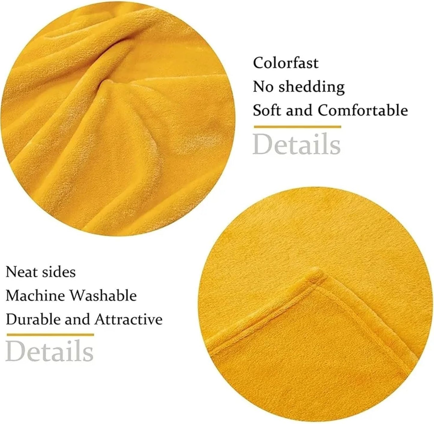 Throw Blanket Fleece Flannel Blankets for Beds Solid Soft Warm Bedspread Sofa Cover Faux Fur Cozy Fuzzy Plaid Blanket for Home(Yellow,70x100cm)