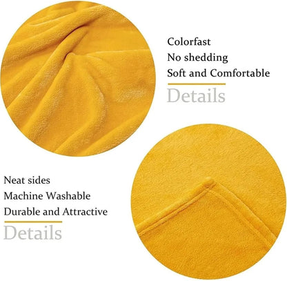 Throw Blanket Fleece Flannel Blankets for Beds Solid Soft Warm Bedspread Sofa Cover Faux Fur Cozy Fuzzy Plaid Blanket for Home(Yellow,70x100cm)