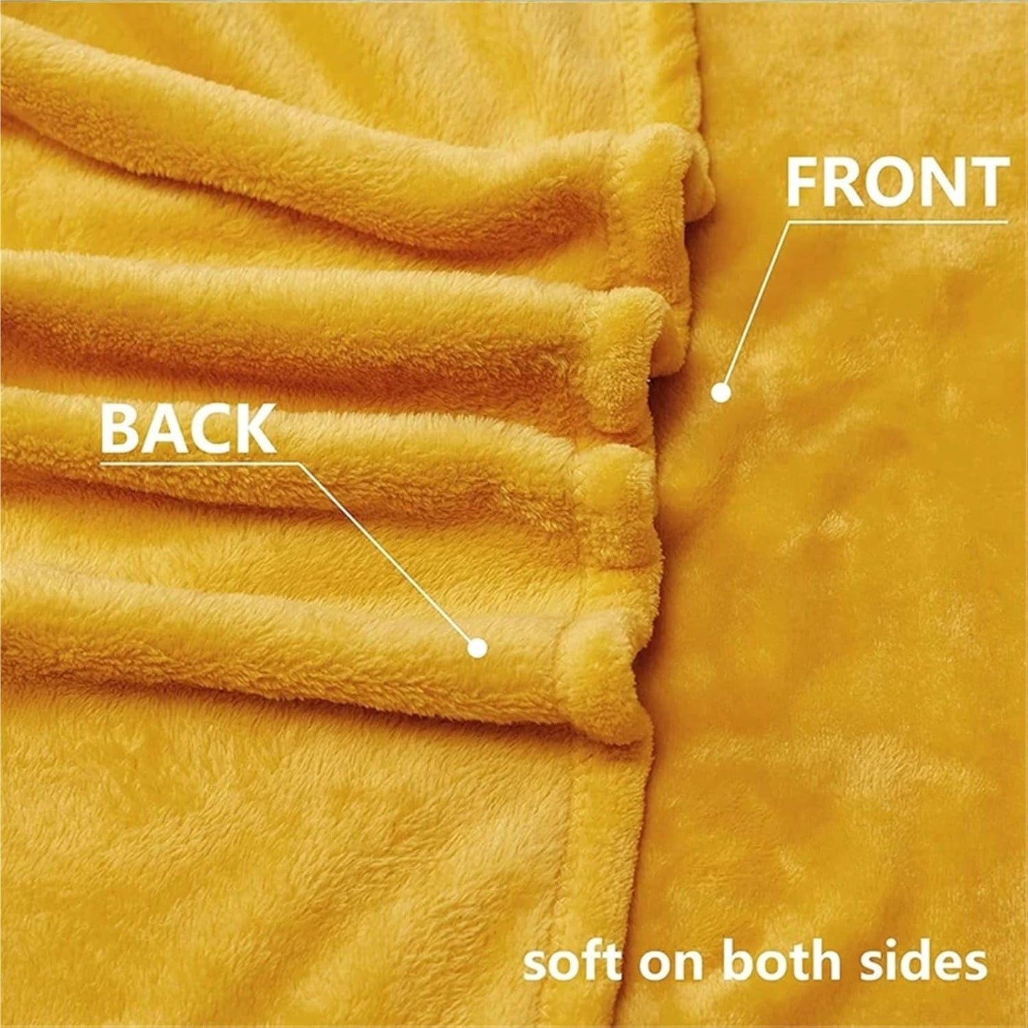 Throw Blanket Fleece Flannel Blankets for Beds Solid Soft Warm Bedspread Sofa Cover Faux Fur Cozy Fuzzy Plaid Blanket for Home(Yellow,70x100cm)