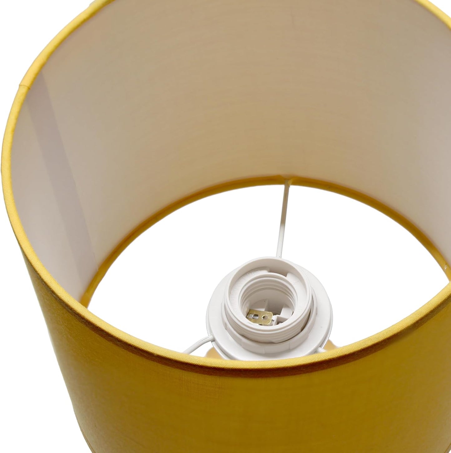 LT1169-YLW 15.94" Glow & Flow Minimalist Grooved Ceramic Table Lamp, Monochromatic Fabric Shade, Textured Accent Lighting, for Bedroom, Office, Living Room, Yellow