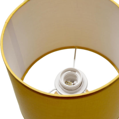 LT1169-YLW 15.94" Glow & Flow Minimalist Grooved Ceramic Table Lamp, Monochromatic Fabric Shade, Textured Accent Lighting, for Bedroom, Office, Living Room, Yellow