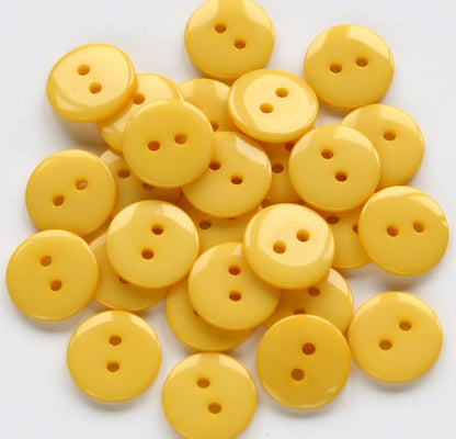 200pcs 5/8 Inch (15mm) Yellow Buttons 2 Holes Resin Button for Sewing and DIY Crafts