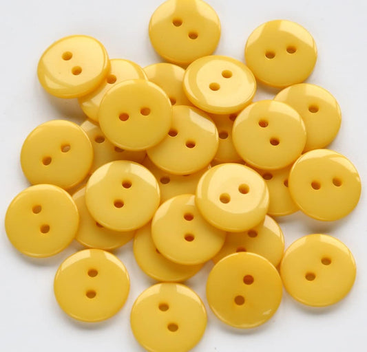 200pcs 5/8 Inch (15mm) Yellow Buttons 2 Holes Resin Button for Sewing and DIY Crafts