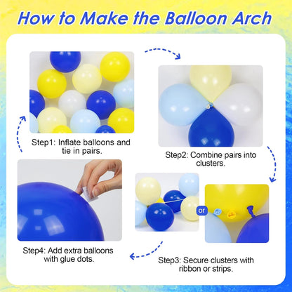 119pcs Lemon Balloon Arch with Pastel Blue Yellow White Lemon Balloons | Lemon, Baby Shower, Graduation, Bridal Shower, Birthday Party Decorations