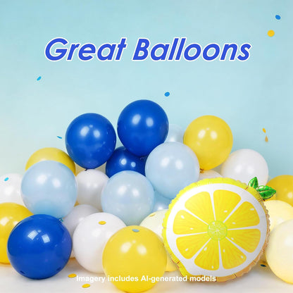 119pcs Lemon Balloon Arch with Pastel Blue Yellow White Lemon Balloons | Lemon, Baby Shower, Graduation, Bridal Shower, Birthday Party Decorations