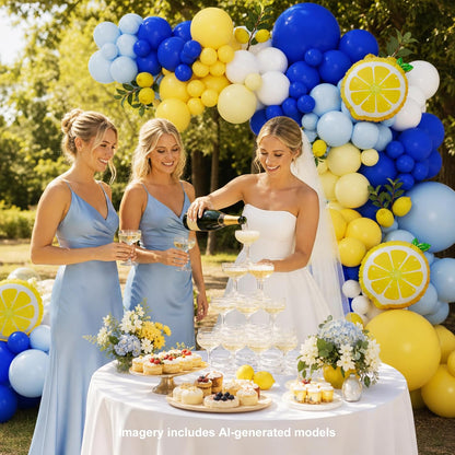 119pcs Lemon Balloon Arch with Pastel Blue Yellow White Lemon Balloons | Lemon, Baby Shower, Graduation, Bridal Shower, Birthday Party Decorations