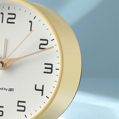 Alarm Clock Nordic Luxury Alarm Clock, Bedside Analog Non-Ticking Silent Small Desk Clock with Arabic Numerals, Battery Operated Round Table Clock for Living Room, Bedroom Desk Clock(Yellow)