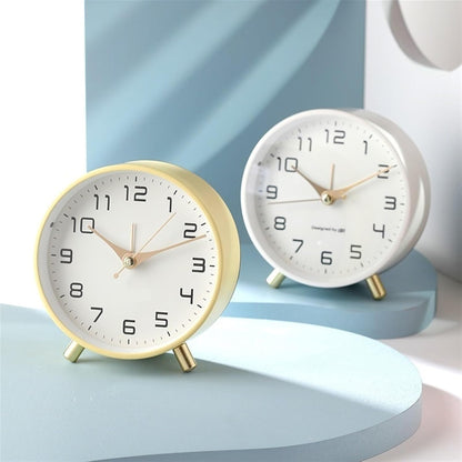 Alarm Clock Nordic Luxury Alarm Clock, Bedside Analog Non-Ticking Silent Small Desk Clock with Arabic Numerals, Battery Operated Round Table Clock for Living Room, Bedroom Desk Clock(Yellow)