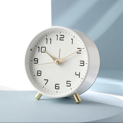 Alarm Clock Nordic Luxury Alarm Clock, Bedside Analog Non-Ticking Silent Small Desk Clock with Arabic Numerals, Battery Operated Round Table Clock for Living Room, Bedroom Desk Clock(Yellow)