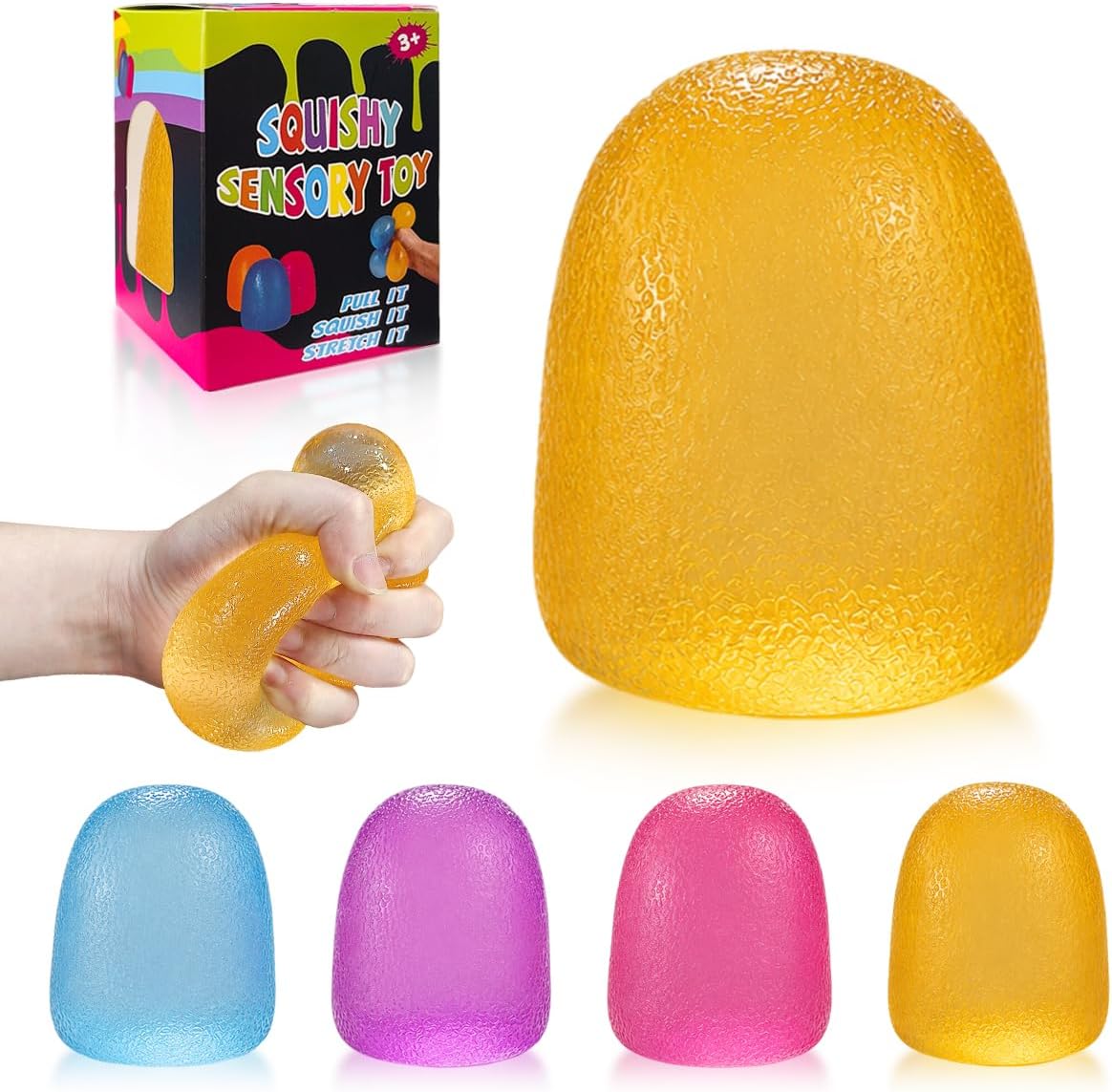 Gumdrop Squishy Toys,38% Large Than Standard Gumdrop Squishy Fidget | Non-Sticky Stress Ball for Kid Adult with Autism,No Odor Sensory Squeeze Fidget for Anxiety Relief,Easy to Clean with Water
