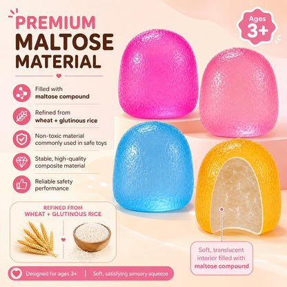 Gumdrop Squishy Toys,38% Large Than Standard Gumdrop Squishy Fidget | Non-Sticky Stress Ball for Kid Adult with Autism,No Odor Sensory Squeeze Fidget for Anxiety Relief,Easy to Clean with Water