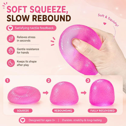 Gumdrop Squishy Toys,38% Large Than Standard Gumdrop Squishy Fidget | Non-Sticky Stress Ball for Kid Adult with Autism,No Odor Sensory Squeeze Fidget for Anxiety Relief,Easy to Clean with Water