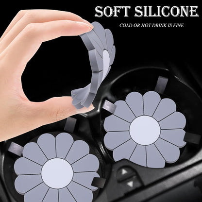 4-Pack Car Cup Holder Coaster Inserts, Daisy Shape, 2.75 Inch Non-Slip Silicone Cup Holder Insert, Universal Non-Slip Cup Holders, Car Accessories Interior for Women and Man (Yellow)