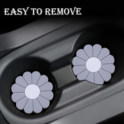 4-Pack Car Cup Holder Coaster Inserts, Daisy Shape, 2.75 Inch Non-Slip Silicone Cup Holder Insert, Universal Non-Slip Cup Holders, Car Accessories Interior for Women and Man (Yellow)