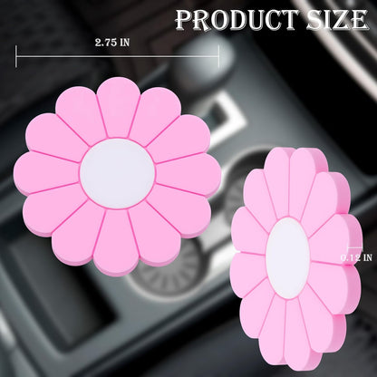 4-Pack Car Cup Holder Coaster Inserts, Daisy Shape, 2.75 Inch Non-Slip Silicone Cup Holder Insert, Universal Non-Slip Cup Holders, Car Accessories Interior for Women and Man (Yellow)