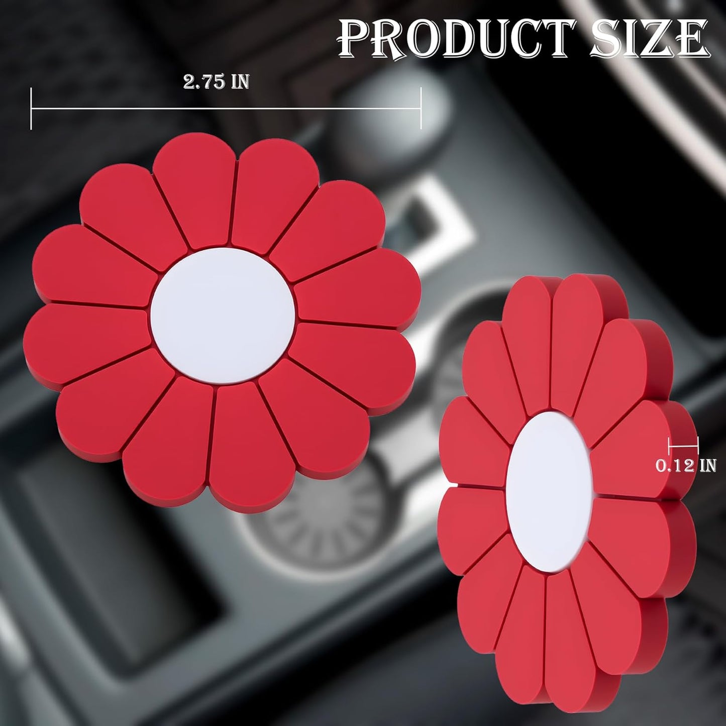 4-Pack Car Cup Holder Coaster Inserts, Daisy Shape, 2.75 Inch Non-Slip Silicone Cup Holder Insert, Universal Non-Slip Cup Holders, Car Accessories Interior for Women and Man (Yellow)