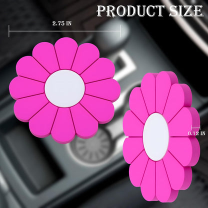 4-Pack Car Cup Holder Coaster Inserts, Daisy Shape, 2.75 Inch Non-Slip Silicone Cup Holder Insert, Universal Non-Slip Cup Holders, Car Accessories Interior for Women and Man (Yellow)