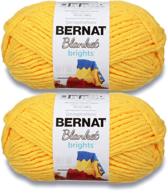 Blanket Brights School Bus Yellow Yarn - 2 Pack of 300g/10.5oz - Polyester - 6 Super Bulky - 220 Yards - Knitting/Crochet