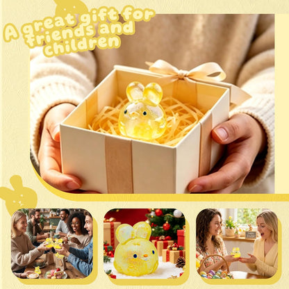 Stress Relief Glitter Bunny Squeeze Toy - Anxiety Calming Sensory Fidget Toy, Soft Squishy Ball for Kids Adults ADHD Autism, Yellow Jelly Hops