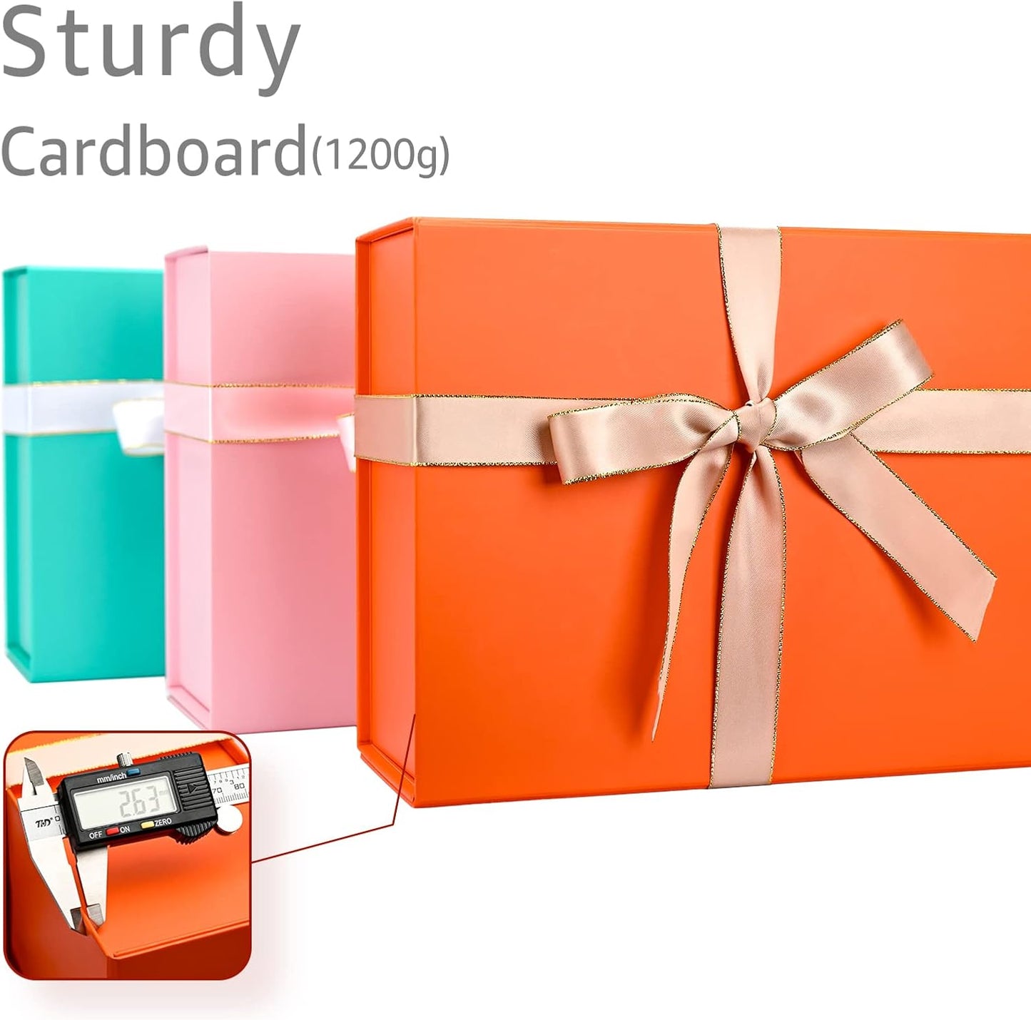 Gift Boxes Bulk, 13.85 x 8.35 x 4.45 inch 1 Pack Orange Gift Boxes with Lids Contains Card, Ribbon, Shredded Paper Filler Gift Boxes for Birthdays, Baby Shower, Bridal Gifts,Weddings