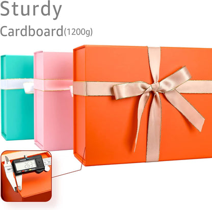 Gift Boxes Bulk, 13.85 x 8.35 x 4.45 inch 1 Pack Orange Gift Boxes with Lids Contains Card, Ribbon, Shredded Paper Filler Gift Boxes for Birthdays, Baby Shower, Bridal Gifts,Weddings