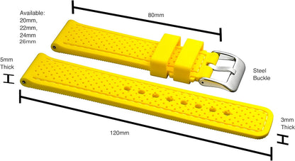 ALPINE Sporty Premium Soft Silicone Adjustable Watch Band - Replacement Rubber Watch Bands for Women & Men - Waterproof Quick Release Watch Straps - Compatible with Regular & Smart Watch Bands