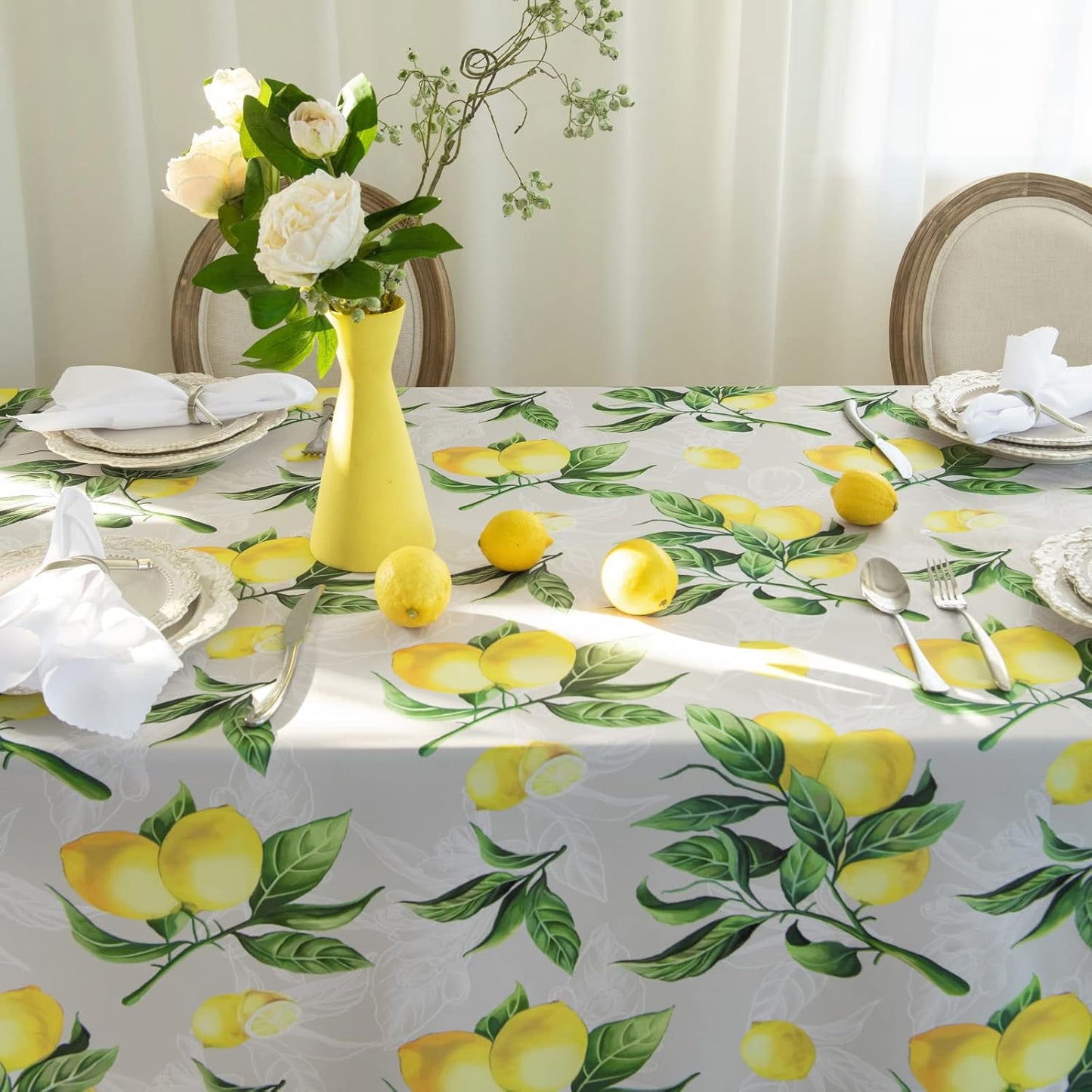 Rectangle Lemons Printed Table Cloth 60x84 Inch, Waterproof Yellow Lemonade Printed Rectangular Table Cloth, Washable Lemon Table Cover Lemon Theme Birthday Party Wedding Spring/Summer Table Décor