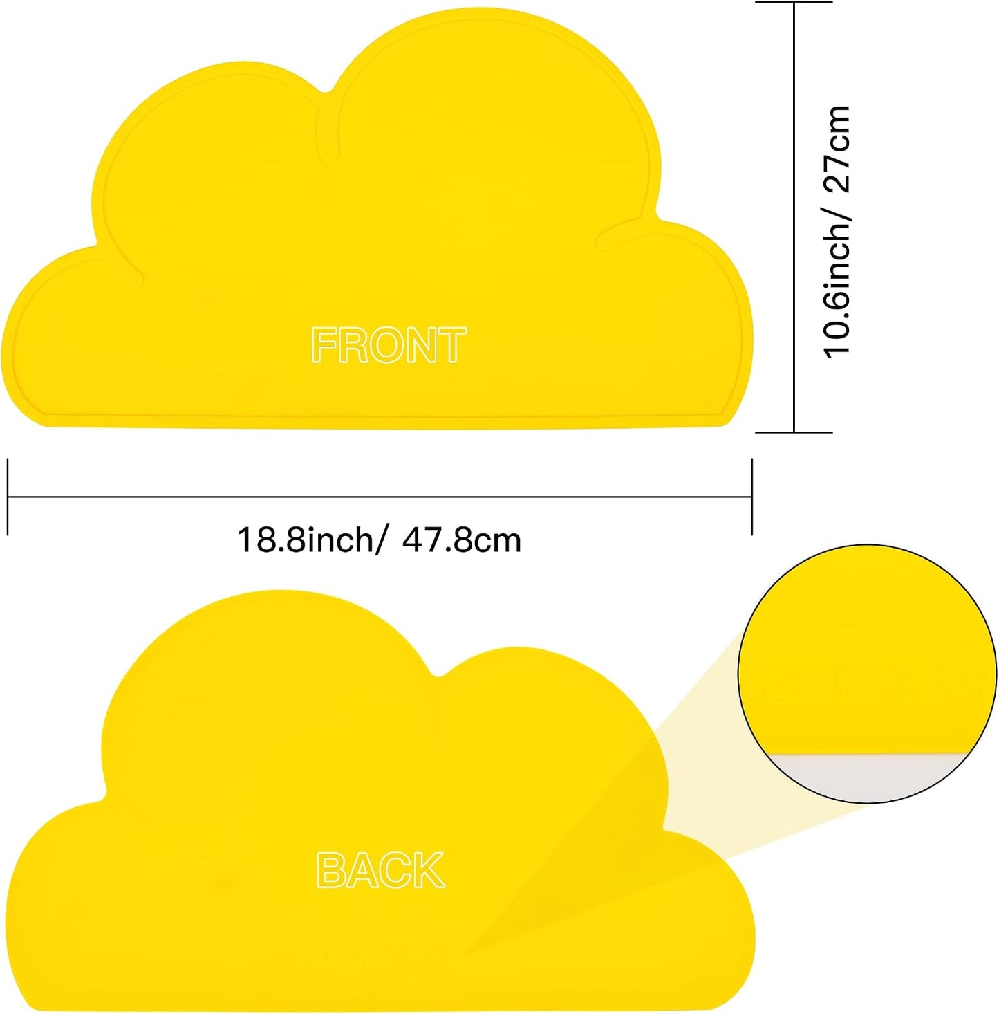 Pet Food Mats–Dog Cat Feeding Mat Top Grade Cloud Silicone Pad Anti-Slip Waterproof Anti-Slip Bowl Placemat (Yellow)