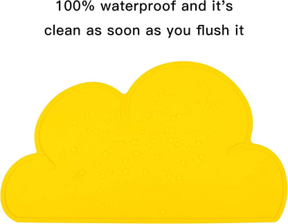 Pet Food Mats–Dog Cat Feeding Mat Top Grade Cloud Silicone Pad Anti-Slip Waterproof Anti-Slip Bowl Placemat (Yellow)
