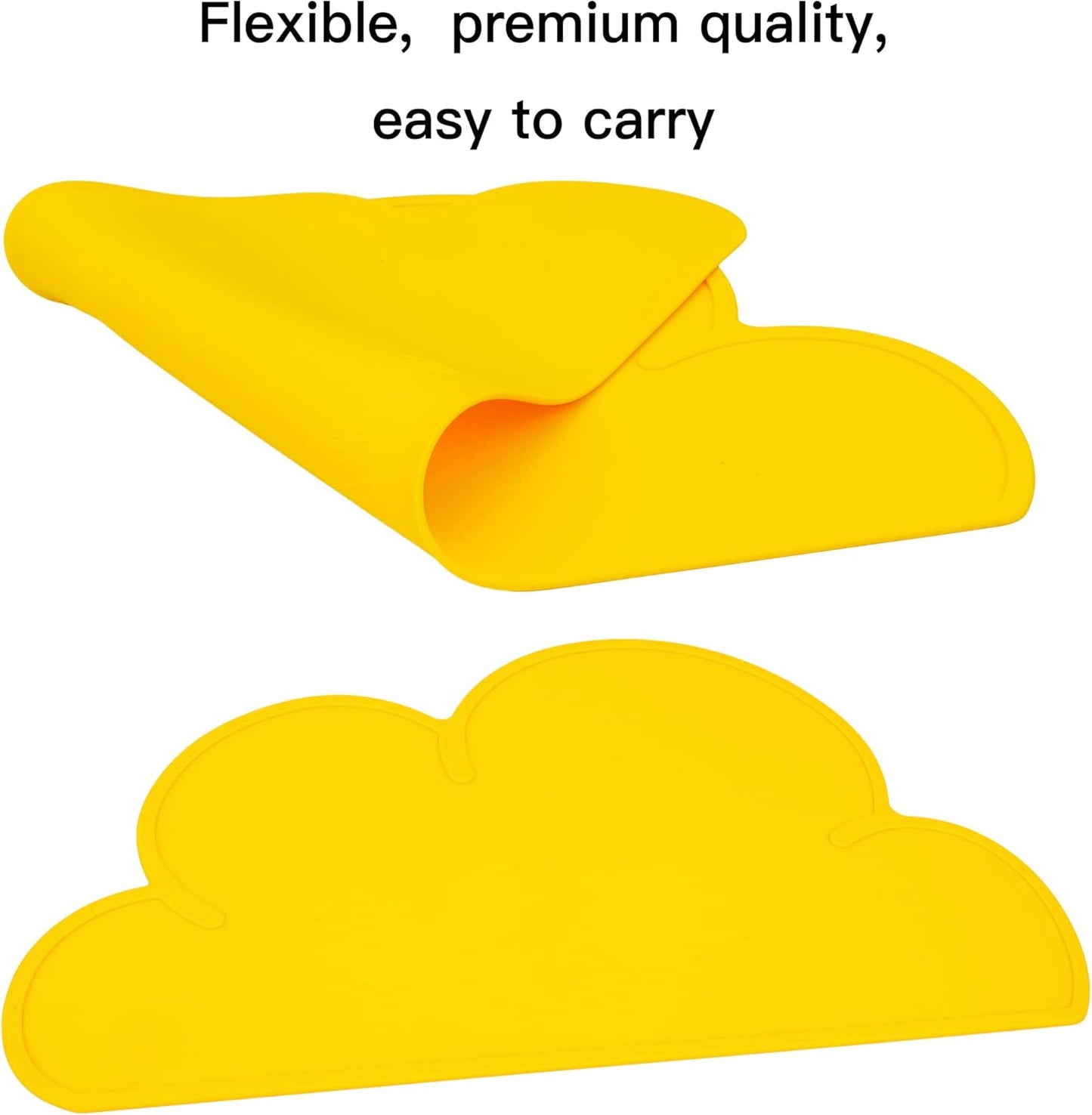Pet Food Mats–Dog Cat Feeding Mat Top Grade Cloud Silicone Pad Anti-Slip Waterproof Anti-Slip Bowl Placemat (Yellow)