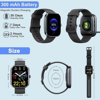 2026 New 1.91" HD SmartWatch, Fitness Watch with 120+ Sport Modes, Smart Watch for Men Women (Answer/Make Call), IP68 Waterproof, Heart Rate/Sleep Monitor, Pedometer, Activity Tracker for Android iOS | 120+ Sport Modes Smart Watch (Answer/Make Call) for