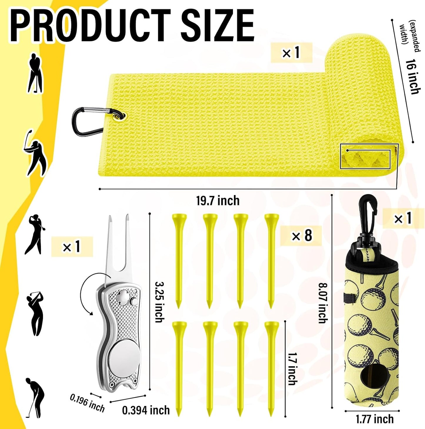 12 Pcs Golf Accessories Kit, Include Golf Ball Bag with Hook Towel Tees Magnetic Ball Marker Divot Tool Cleaner Brush for Women Man Gifts