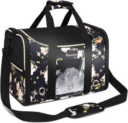Cat Carrier Soft-Sided Pet Bag for Small Medium Cats Puppies 16LBs - Airline Approved Pet Travel Carrier 3 Open Doors (Medium,Mixed Yellow)