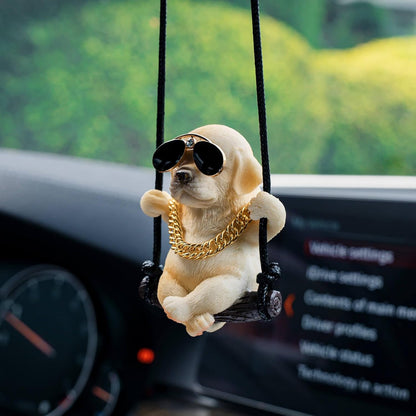 Labrador Retriever Car Mirror Hanging Accessories Cute Swinging Dog Rear View Mirror Accessories for Men & Women(Yellow)
