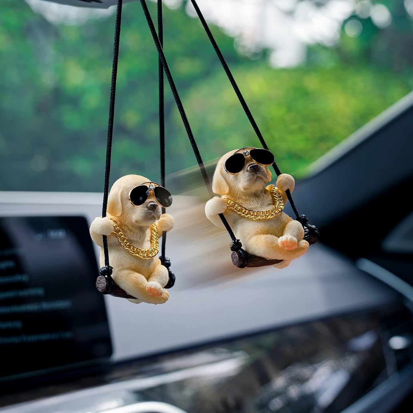 Labrador Retriever Car Mirror Hanging Accessories Cute Swinging Dog Rear View Mirror Accessories for Men & Women(Yellow)