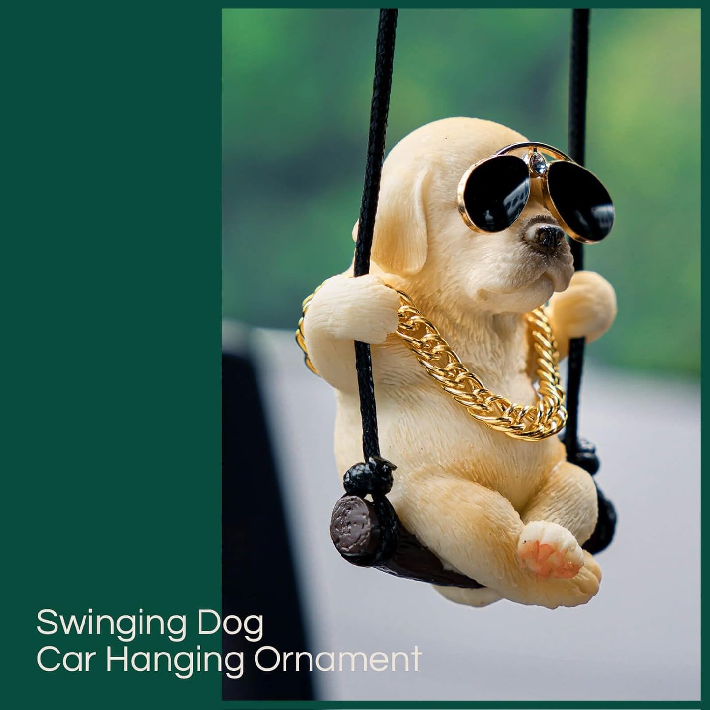 Labrador Retriever Car Mirror Hanging Accessories Cute Swinging Dog Rear View Mirror Accessories for Men & Women(Yellow)