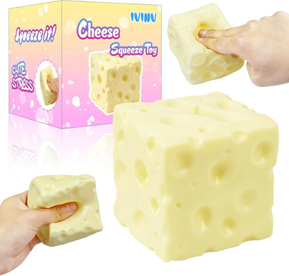 Yellow Cheese Squeeze Toy, Non-Rebounding Soft Cheese Squishy Toy, 2.76 Inches, Sensory, Help for Relax & Focus, Soft Flexible Elastic Rubber Sensory Cheese for Kids & Adults, Stress Balls for Adults