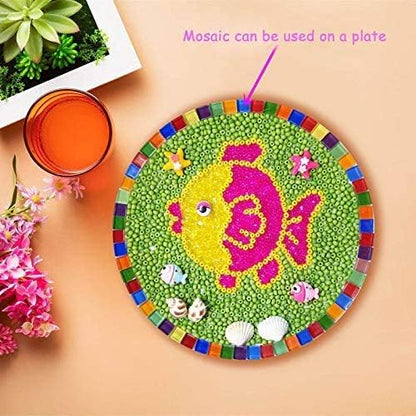 BestTeam Craft Material Mosaic Tile, Micro Glass Tiny Mini Mosaic Tile DIY Hobbies Children Handmade Crystal Free Stone Craft Material Creativity 300g (Mix Color)