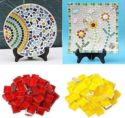BestTeam Craft Material Mosaic Tile, Micro Glass Tiny Mini Mosaic Tile DIY Hobbies Children Handmade Crystal Free Stone Craft Material Creativity 300g (Mix Color)