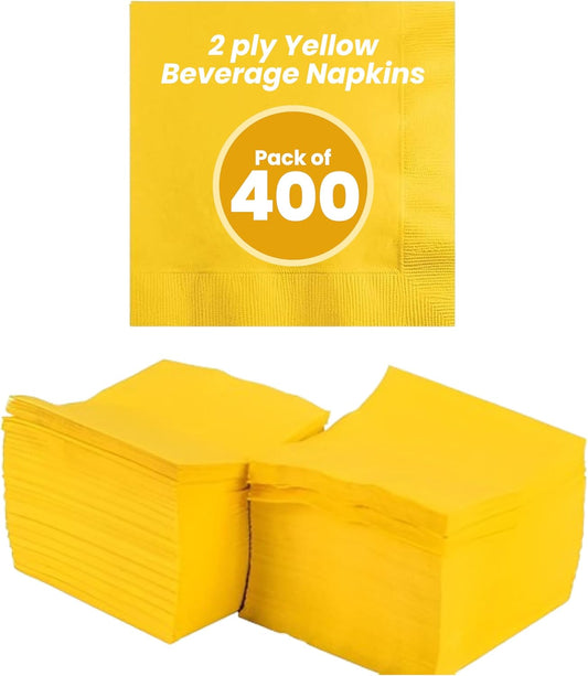 2 Ply Yellow Beverage Napkins - Package of 400ct