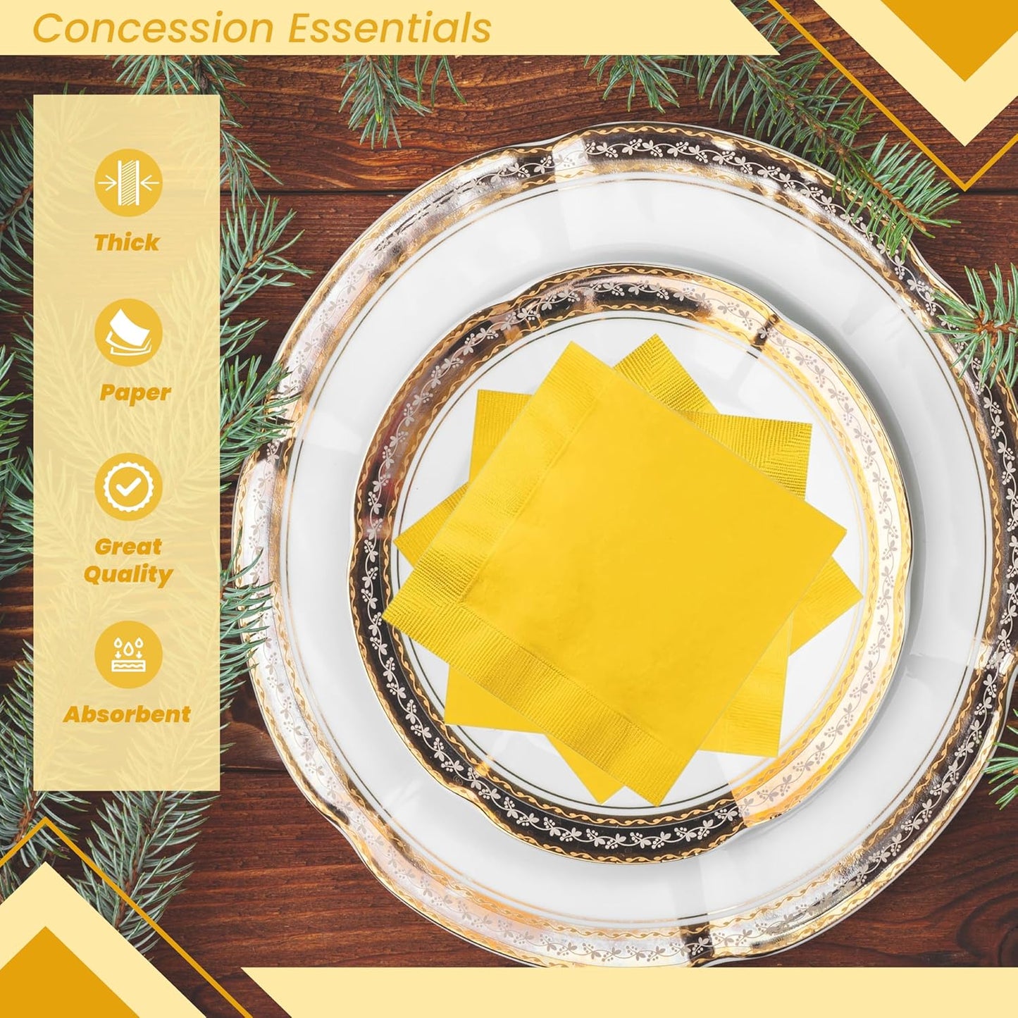 2 Ply Yellow Beverage Napkins - Package of 400ct