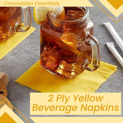 2 Ply Yellow Beverage Napkins - Package of 400ct